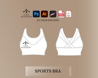 Sport-BH-teknikpaket: Bra vektormall. Digital nedladdning