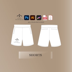 Mesh Shorts Tech Drawings, Vector Template, Shorts Vector Tech Pack Illustrator, Shorts Streetwear Tech Pack, Clothing Vector Mock-Ups