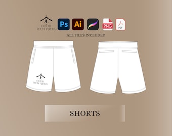 Mesh Shorts Tech Pack: Vector Template for Streetwear Design. Good Digital Download