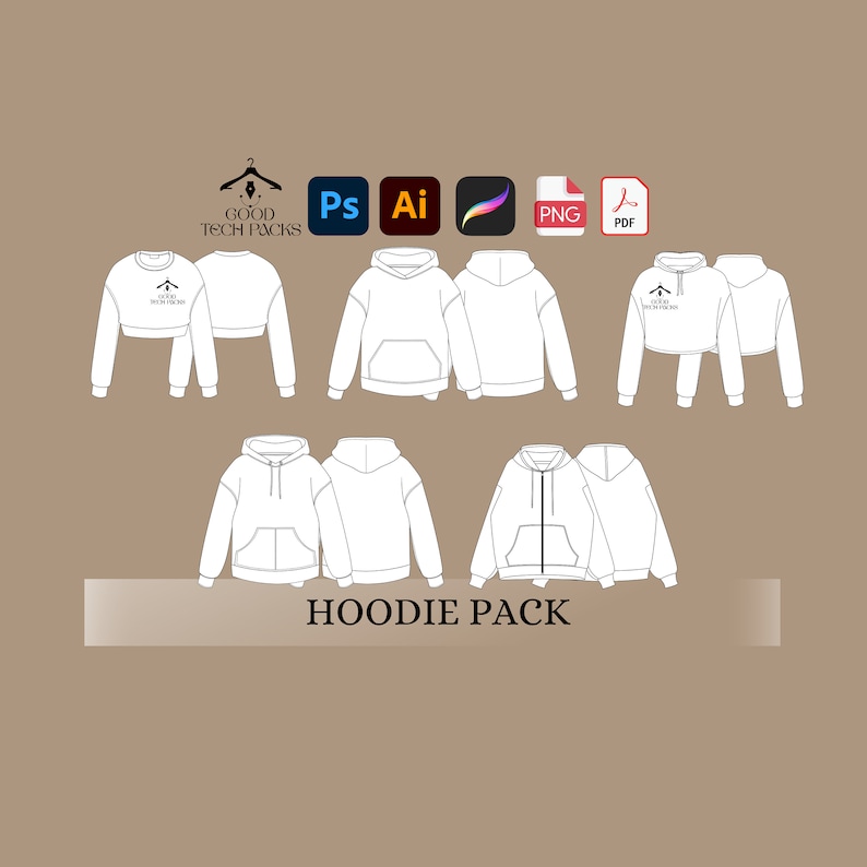 Hoodies Tech Pack Template Vector Hoodies Template Procreate