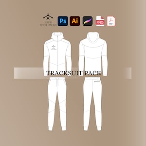 Tracksuit Vector, Vector Template, Vector Tech Pack Illustrator, Fashion Streetwear, Streetwear Tech Pack,Clothing Vector Mock-Ups