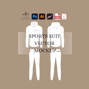 Tracksuit Vector, Vector Template, Vector Tech Pack Illustrator, Fashion Streetwear, Streetwear Tech Pack,Clothing Vector Mock-Ups