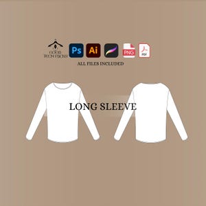 Longsleeve T Shirt Mockup Streetwear Tech Pack Template Clothing Longsleeve T Shirt Design Procreate Template Tech Pack Adobe Illustrator