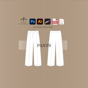 Sweatpants Tech Drawings, Vector Template, Vector Tech Pack Illustrator, Fashion Streetwear, Streetwear Tech Pack, Clothing Vector Mock-Ups