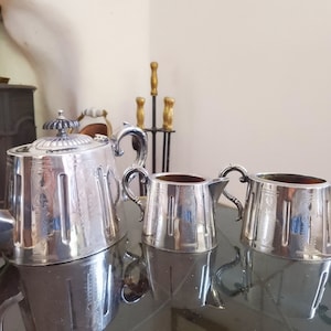 Antique Silver Plate Tea Set: English Georgian Style, Sheffield EPNS, c1910