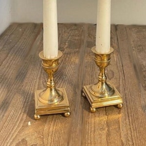 Vintage Brass Candle Holders: Swedish Gustavian Design, Erik Jonsson Skara