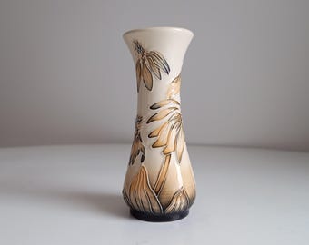 英国ムーアクロフトビンテージ花柄 陶器製 花瓶 ウォルター・ムアクロフト作 ムアクロフト陶器 花瓶 アネモネ 小さな