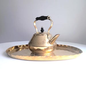 Arts & Crafts Signed Henry Loveridge Hammered Tea Pot Kettle, Riveted Heart-shaped Accents