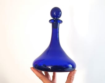 Antike englische Bristol Blue Einzelkaraffe, Spirituosen- oder Gin-Flasche / Karaffe