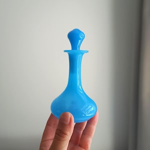 Antique Blue Opaline Glass Perfume Bottle: French Bohemian Scent Bottle, 1890