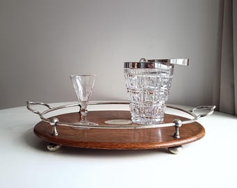 Eisbehälter im Mid-Century-Bistro-Stil, Jean Couzon Rhadango, versilberter Block und geschliffenes Kristallglas