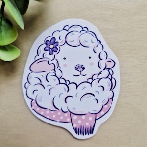 Niedlicher Schaf Sticker - süßer Vinyl Aufkleber für Wasserflasche, Notebooks, Laptops etc. Scrapbook Planer DIY Projekte, Frühling