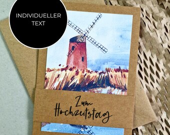 Greeting card | Personalized | Mill | Congratulations card | Kraft paper | Handmade | Wedding card | Card | Watercolor style | Birthday |
