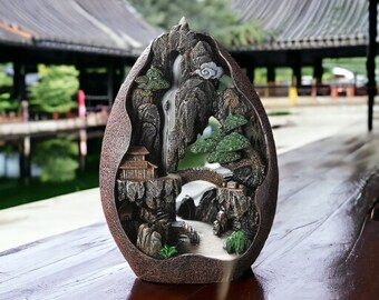 Egg Shaped Waterfall Backflow Incense Burner for Decor and Aromatherapy