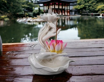 Lotus Flower Incense Burner Ornament for Aromatherapy and Home Decor