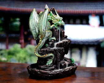 Dragon Waterfall Resin Incense Burner for Aromatherapy and Decor