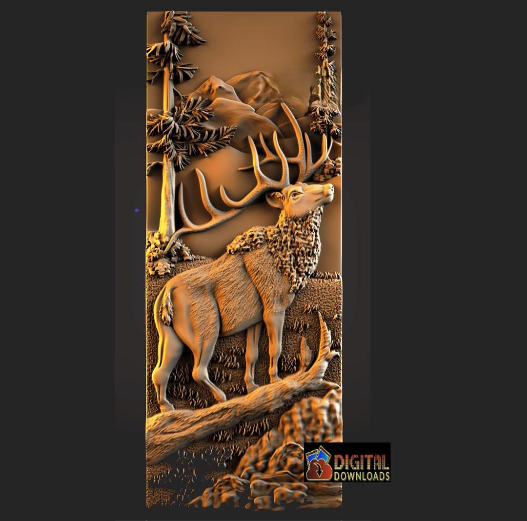 Cut3d Deer and Forest, 3D Model STL File,cnc Router Engraver,artcam,,wood ...