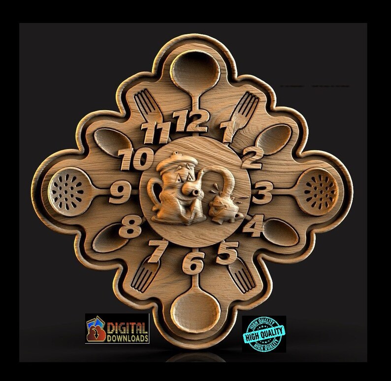 2 Kitchen Clock ,3D Model STL File,cnc Router Engraver,artcam,cnc Files ...