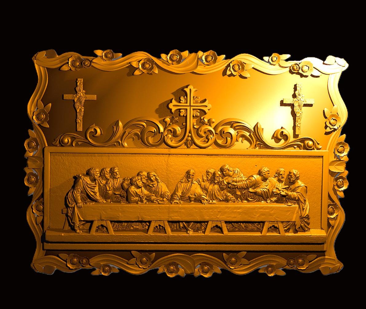 The Last Supper, 3D STL Model,CNC files, Wood, Art, Wall Decor, CNC Router Engraver, Artcam, Aspire,