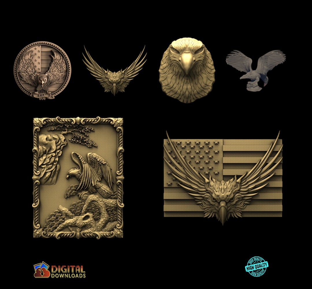 6 Pieces Eagle 3D Model STL File,cnc Router Engraver,artcam,cnc Files ...