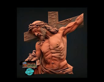 Jesus, 3D Model STL File,CNC Router Engraver,Artcam,CNC files,Wood,Wall Decor,Cut3d, Relief,3DPrinter