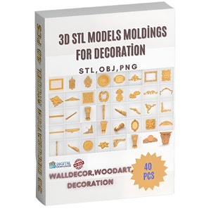 3D STL Models Moldings for Decoration 40+ Pcs Router Engraver Carving STL Designs for ArtCAM Vectric Aspire 3d model