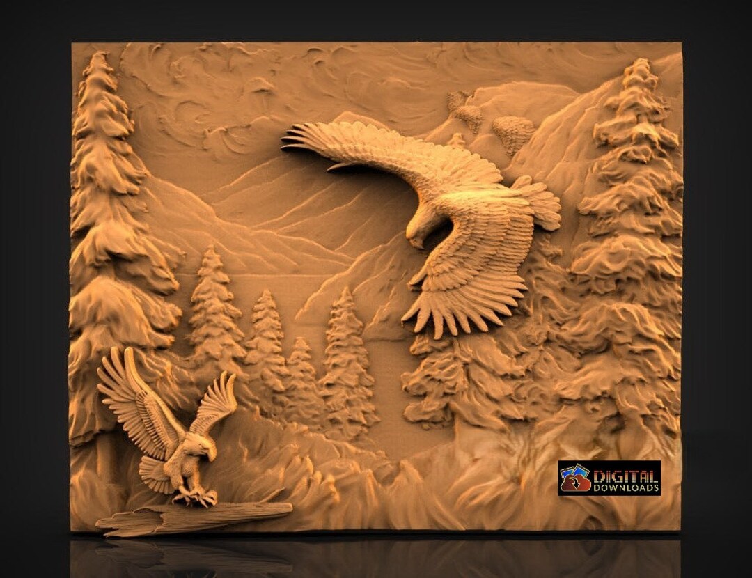 Cut3d Mountain Eagle,3d Model STL File,cnc Router Engraver,artcam,,wood,wall ...