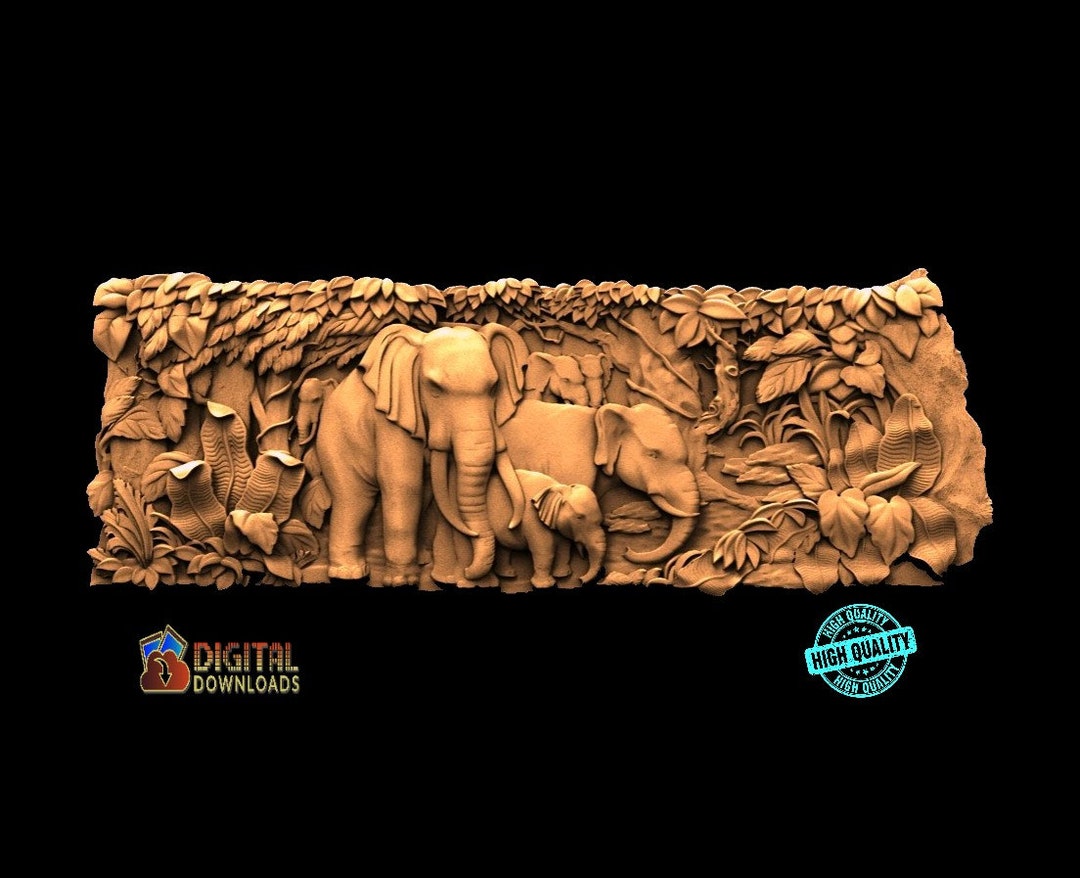 Elephants,3d Model STL File,cnc Router Engraver,artcam, Wood,wall Decor ...