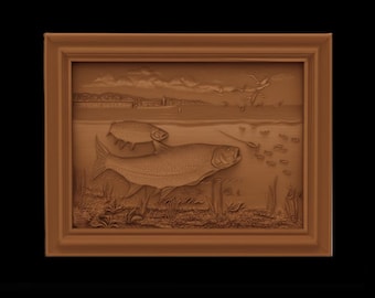 Fish, 3D Model STL File,CNC Router Engraver,Artcam,,Wood,Wall Decor,Cut3d,3D Printer, Lasercut