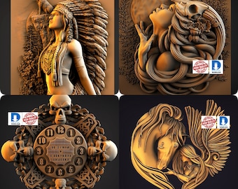 Modelos 3D STL, CNC, Artcam, archivos CNC, madera, arte, decoración de pared, alta calidad, digital, relieve, impresora 3D