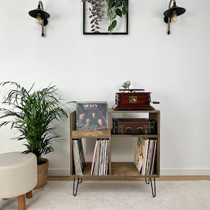 Record Player Stand, Vinyl console, Vinyl end table, Record Holder, Record Display