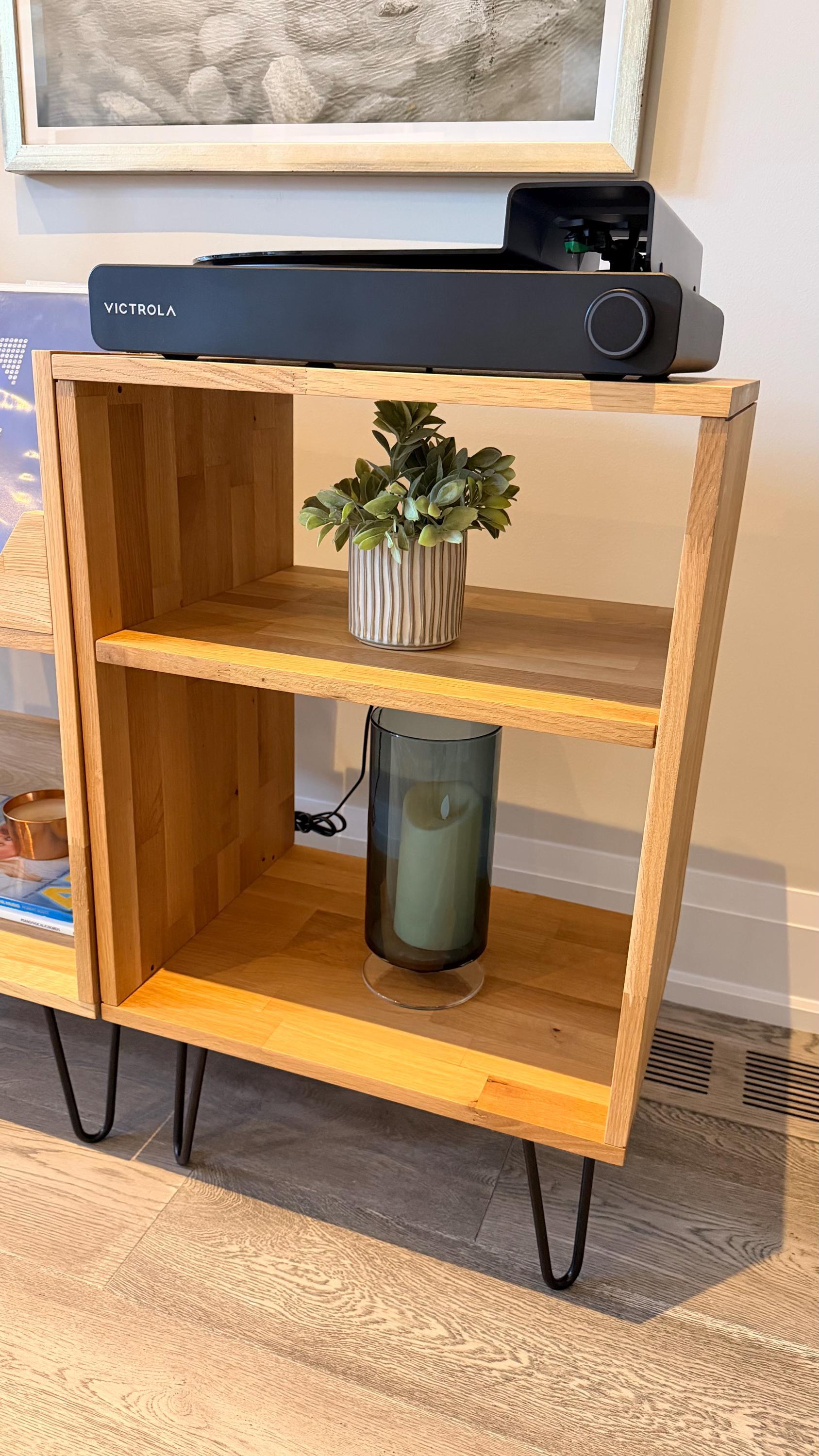 Mid Century Wooden Record Player Stand With Vinyl Storage Cabinet ...