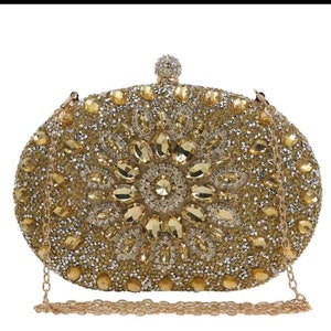 Gold clutch purse, Clutch Purse, Rhinestone Purse, Luxury Handbag Clutch, Bride Clutch Purse, Women Clutch Purse.