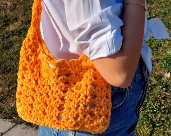 Crochet Bag | Velvet Yarn Bags | Handmade Bag | Velvet Rope |