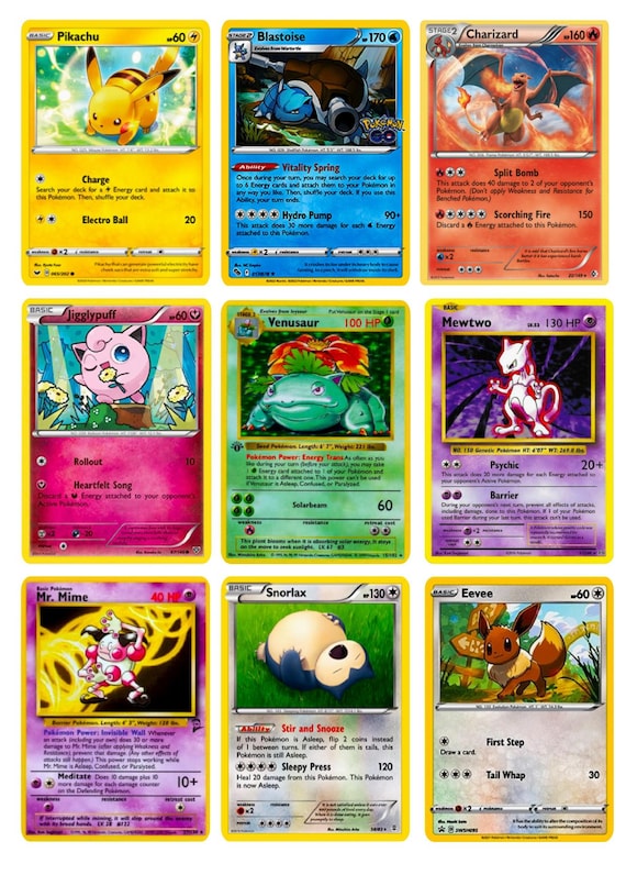 9 Character Themed Pokemon Cards Edible Cake Topper