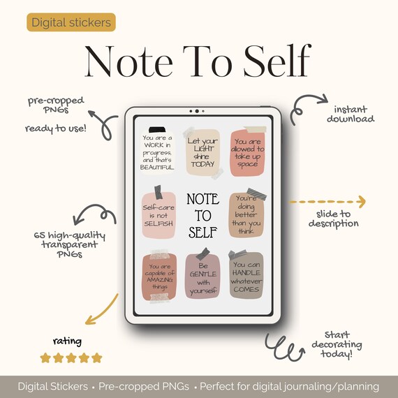 Affirmation Digital Stickers Self Care Quote Stickers for GoodNotes & Online Planners Self Love Quotes