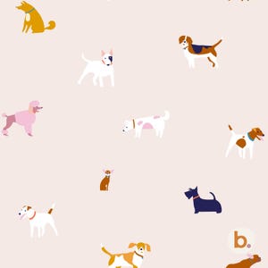 遊び好きな犬のパターン 子供向けシームレスデジタルペーパー子犬ペット背景布地保育園スクラップブッキング用