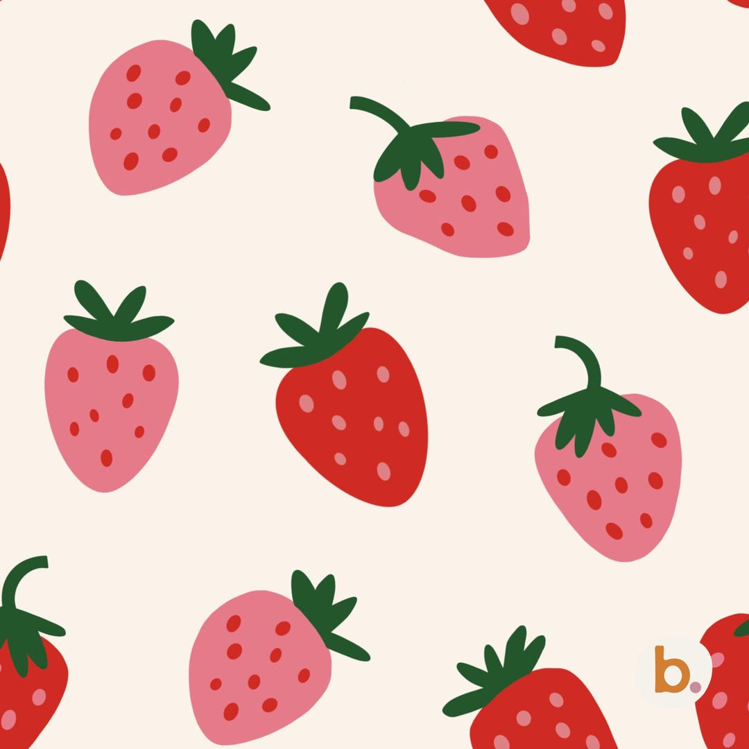 Strawberry Seamless Pattern Digital Paper, Fruit Print, Summer Fabric ...