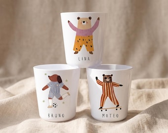Tazza personalizzata per bambini con nome, tazza per l'asilo con simpatici animali, tazza per il ritorno a scuola