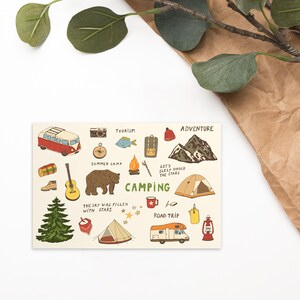 Kamperen briefkaart | Van Life-briefkaart | Road Trip-reiskaart | Outdooravontuur | Gezellig briefpapier in de natuur | 4 x 6 matte kaart