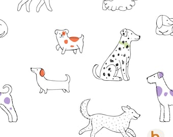 Playful Dog Seamless Pattern Digital Paper, Puppy Pet Print, Dog Clipart, Animal PNG JPG, Instant Download