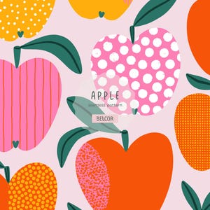 Colorful Apple Seamless Pattern: Kawaii Fruit Digital Paper (Digital Download)