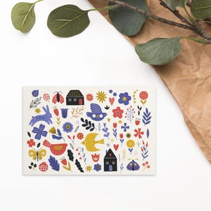 Skandinavische Folklore Postkarte | Skandinavische Design-Kunst-Karte | Minimale einseitige Postkarte | Nordisches Briefpapier | 4 x 6 Matt Druck