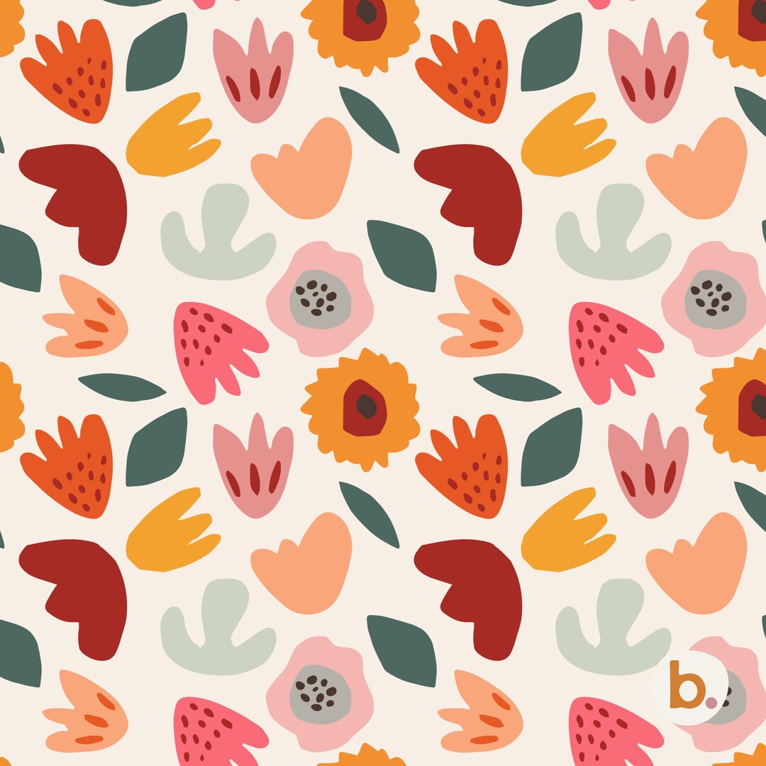Floral Seamless Pattern Digital Paper, Botanical Flower Print, Spring ...