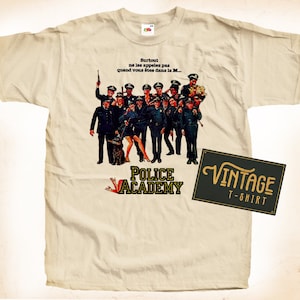 Police Academy V2 TShirt Vintage Natural color Men&#39;s TShirt DTG Digital Print SIZES S M L XL 2XL 3XL 4XL 5XL