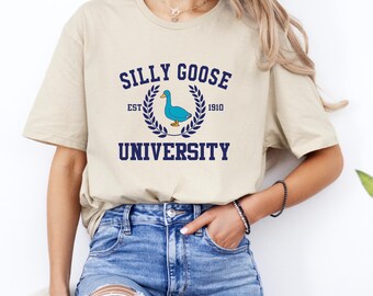 Silly Goose University Crewneck Tshirt, Unisex Silly Goose University Shirt, Funny Men's Tshirt, Funny Gift for Guys, Funny Goose Tshirt
