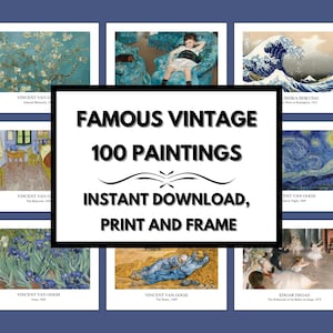 Famous Artworks Prints: Van Gogh, Monet, Klimt - 100 Bundle (Digital Download)