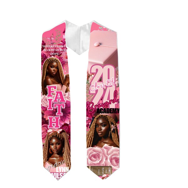 Pink Graduation Stole Editable Templete