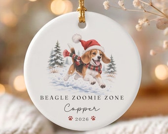 Adorno navideño personalizado de Beagle, adorno personalizado de Beagle, regalo para mamás de Beagle, regalo para amantes de los Beagle, recuerdo personalizado de perro