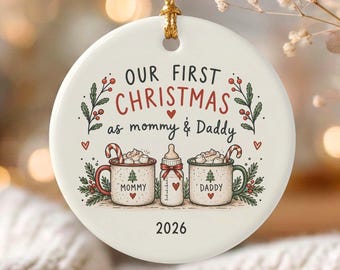 Adorno de la primera Navidad como padres, la primera Navidad del bebé, regalo para padres primerizos, recuerdo de la primera Navidad, adorno anual